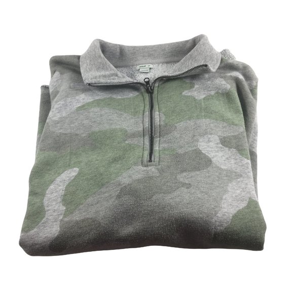 AERIE CAMOUFLAGE SWEATSHIRT 1/4 ZIP GREEN GRAY SMALL - Picture 3 of 4